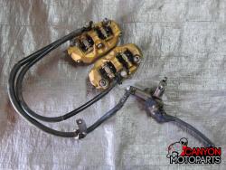 04-05 Kawasaki ZX10R Front Master Cylinder, Brake Lines and Calipers